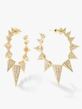 NWT Melinda Maria Mama Gabriella Spiked Hoop Earrings in Gold